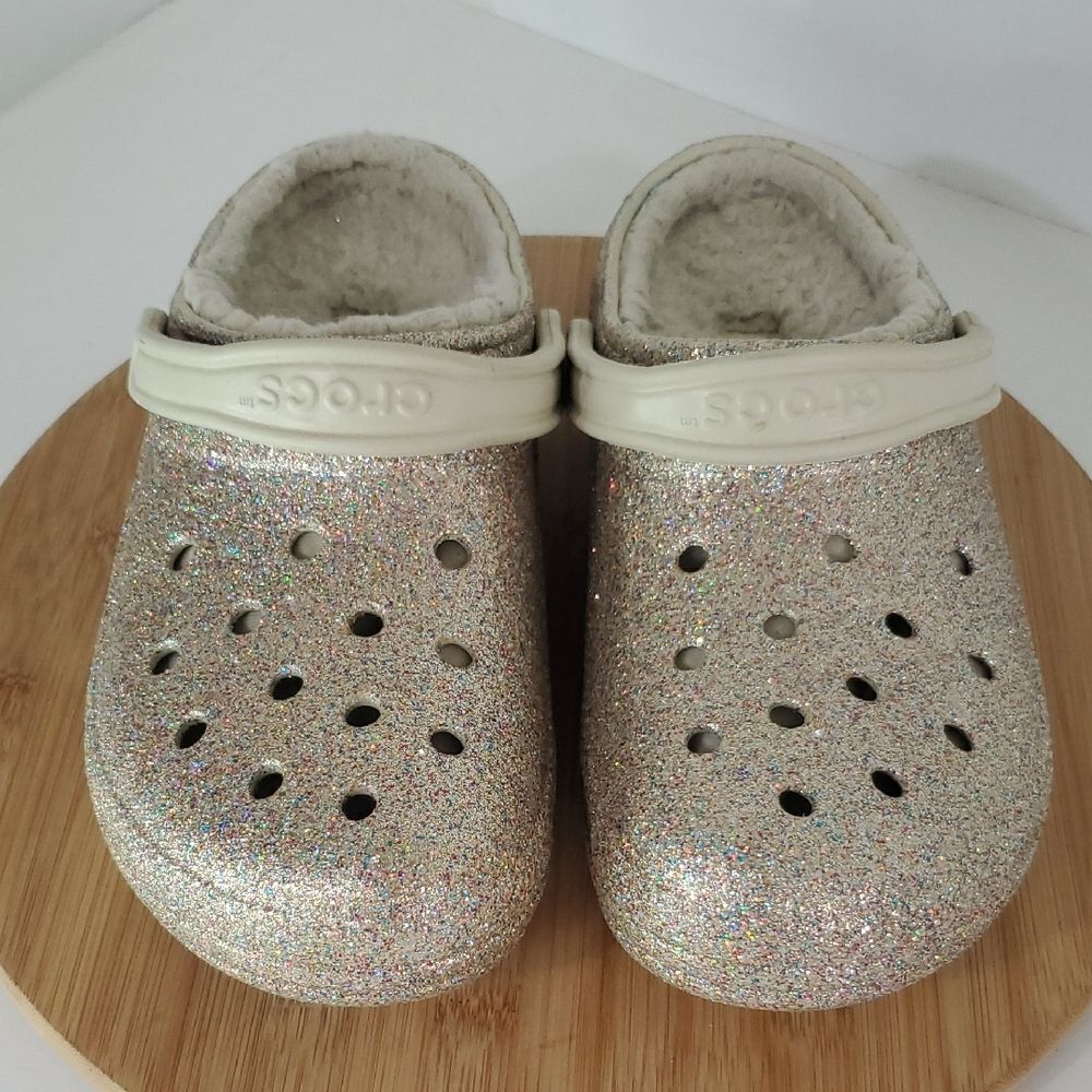 Crocs Classic Lined Gold/Multi Glitter Clog Unisex Men's 9 Women's 11 - Picture 2 of 10
